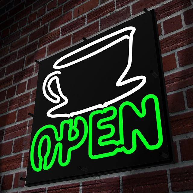 neon coffee shop sign 3D Model .c4d .max .obj .3ds .fbx .stl .blend 