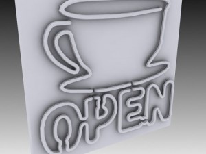 neon coffee shop sign 3D Model