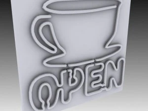 neon coffee shop sign 3D Model