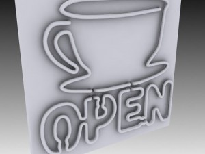 neon coffee shop sign 3D Model