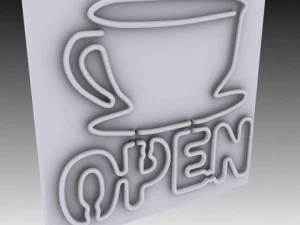 neon coffee shop sign 3D Model