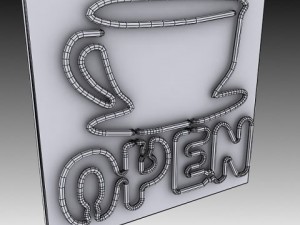 neon coffee shop sign 3D Model