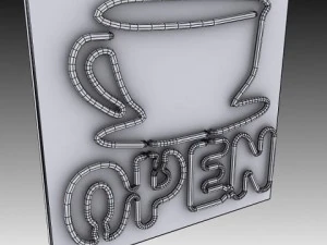 neon coffee shop sign 3D Model