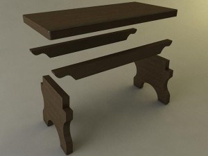 colonial american foot stool 3D-Modell