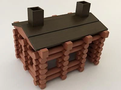 lincoln log cabin 3D Model .c4d .max .obj .3ds .fbx .stl .blend
