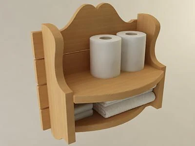 country bathroom storage shelf 3D Model .c4d .max .obj .3ds .fbx .stl .blend