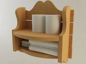 country bathroom storage shelf 3D Model