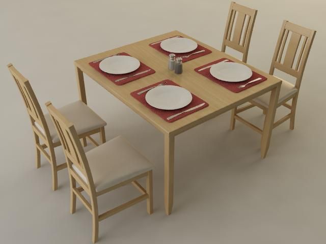 kitchen table 3D Model .c4d .max .obj .3ds .fbx .stl .blend 