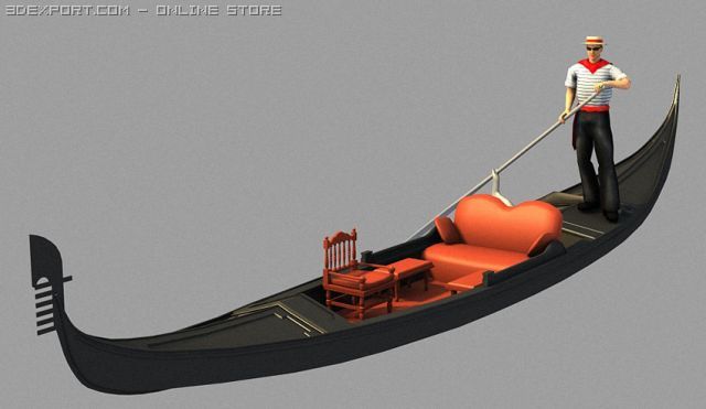 gondolaboatmanhas bone 3D 模型 .c4d .max .obj .3ds .fbx .stl .blend 