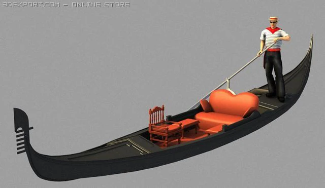 gondolaboatmanhas bone 3D Model .c4d .max .obj .3ds .fbx .stl .blend 