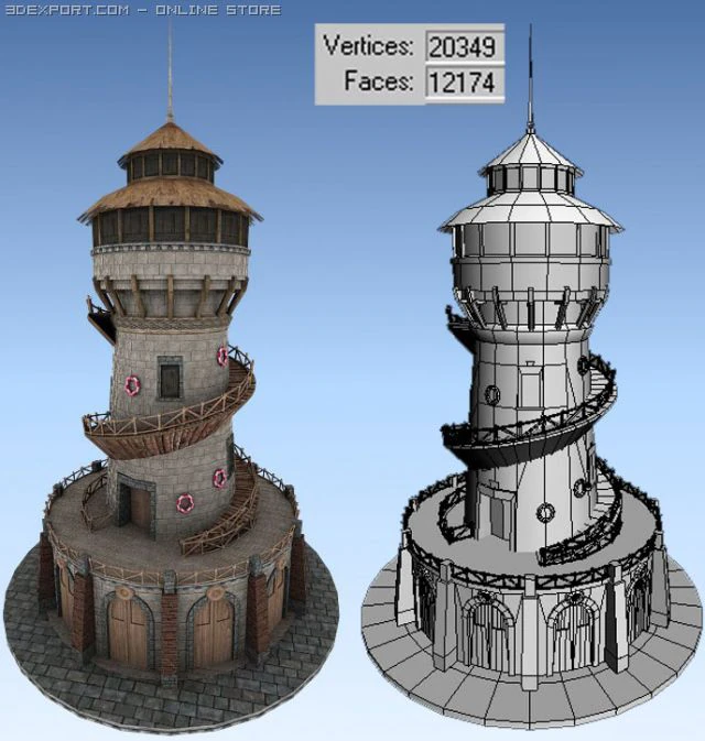 farol Modelo 3D .c4d .max .obj .3ds .fbx .stl .blend 