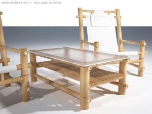 bamboo chaise longue for the swiming pool 3Dモデル