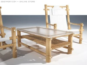 bamboo chaise longue for the swiming pool 3D Model