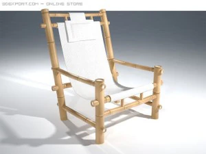 bamboo chaise longue for the swiming pool 3D Model