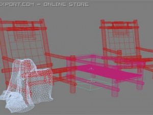 bamboo chaise longue for the swiming pool 3Dモデル