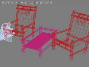 bamboo chaise longue for the swiming pool 3Dモデル