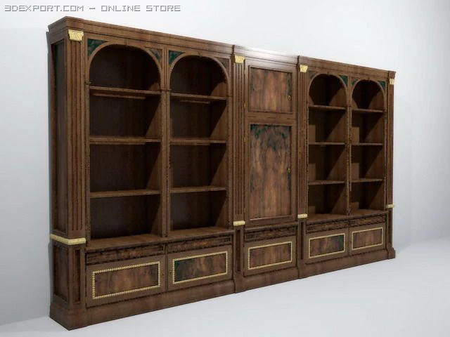 old bookcase 3D Model .c4d .max .obj .3ds .fbx .stl .blend 