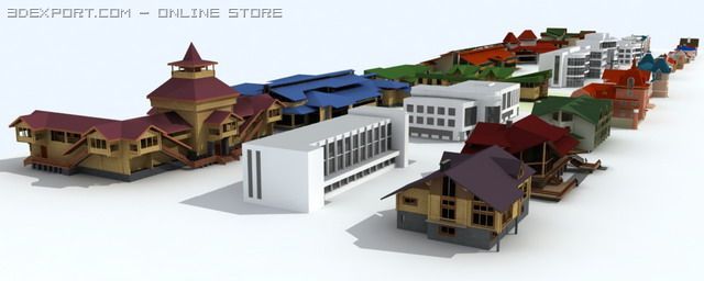 houses collection 3Dモデル .c4d .max .obj .3ds .fbx .stl .blend 