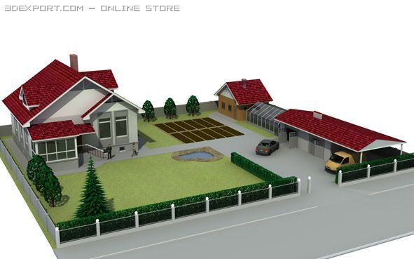 country house Modèle 3D .c4d .max .obj .3ds .fbx .stl .blend 
