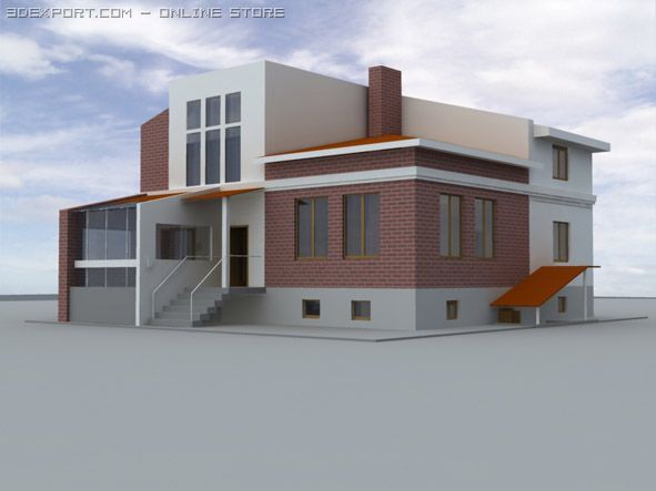 hi tech style cottage 3D 모델 .c4d .max .obj .3ds .fbx .stl .blend