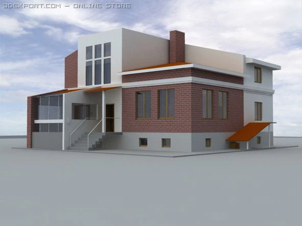 hi tech style cottage 3D Model .c4d .max .obj .3ds .fbx .stl .blend 