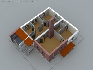 hi tech style cottage 3D 모델