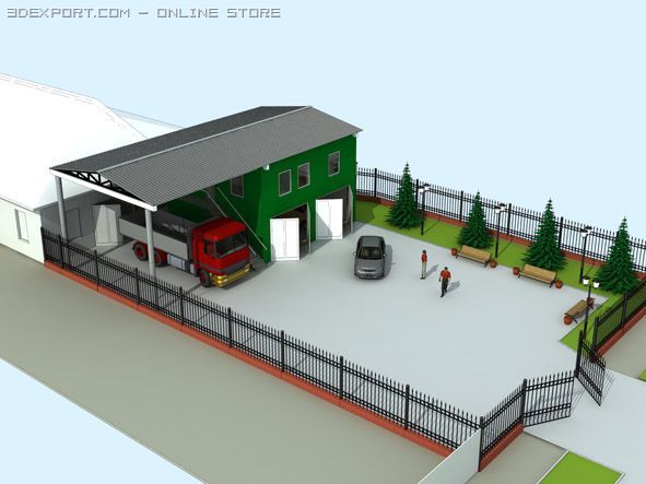 industrial building 3D 모델 .c4d .max .obj .3ds .fbx .stl .blend 