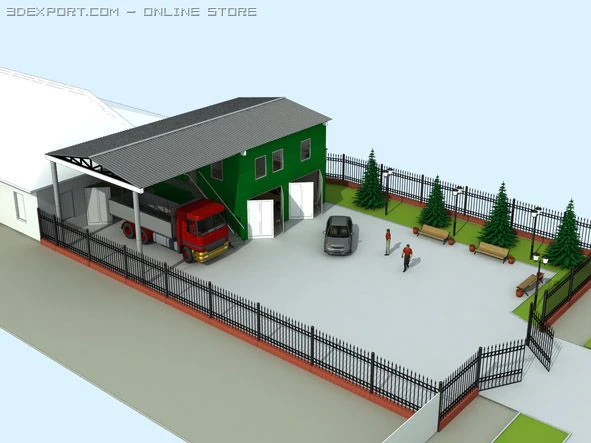 industrial building 3D Model .c4d .max .obj .3ds .fbx .stl .blend