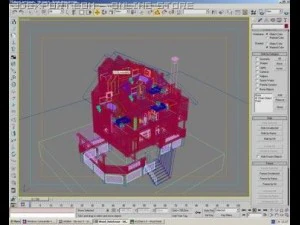 wooden hotel log building 3D Model