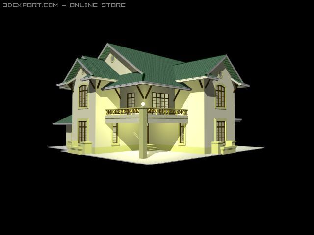 2 story house 3D Model .c4d .max .obj .3ds .fbx .stl .blend 