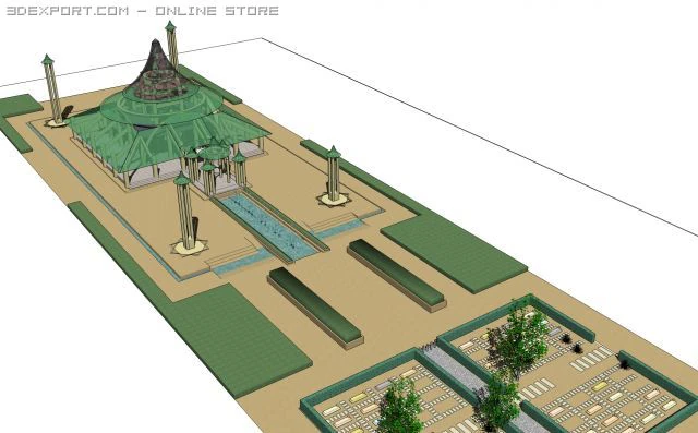 moschea Modello 3D .c4d .max .obj .3ds .fbx .stl .blend 