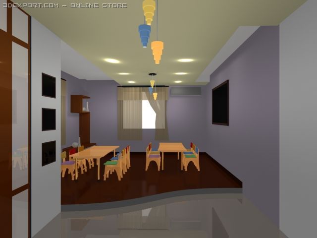 children studying room 3D 模型 .c4d .max .obj .3ds .fbx .stl .blend