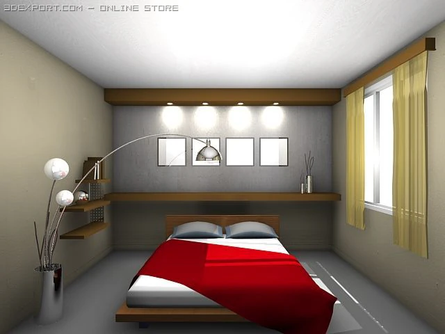 bedroom 3D Model .c4d .max .obj .3ds .fbx .stl .blend 