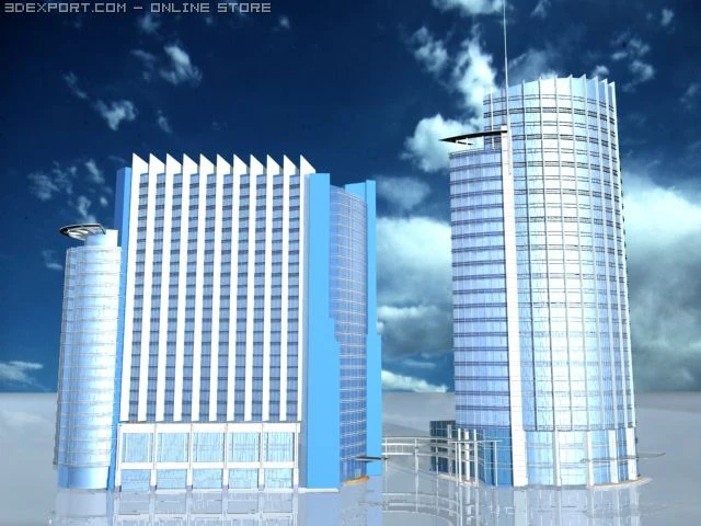 dois centros de neg&oacute;cios Modelo 3D .c4d .max .obj .3ds .fbx .stl .blend 