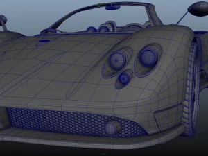 pagani zonda f roadster rigged 3D Model