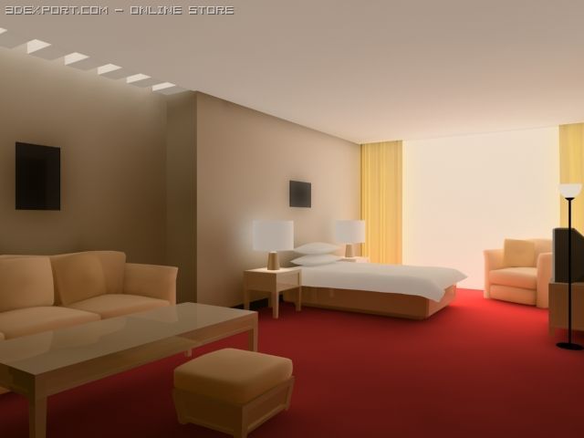 apartment bedroom 3D Model .c4d .max .obj .3ds .fbx .stl .blend 