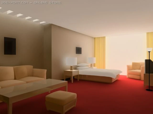 apartment bedroom 3D Model .c4d .max .obj .3ds .fbx .stl .blend 