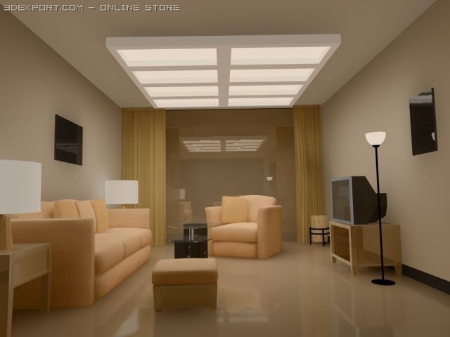 living room warmly Modelo 3D .c4d .max .obj .3ds .fbx .stl .blend 