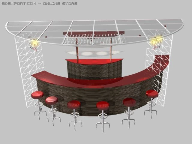 mini bar 3D Model .c4d .max .obj .3ds .fbx .stl .blend 