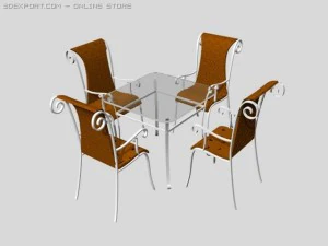 屋外用のテーブルと椅子 3Dモデル