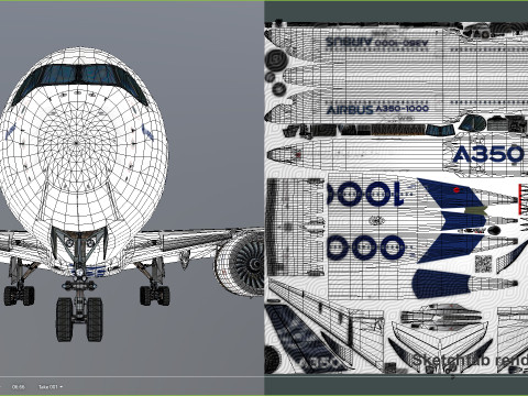 Airbus A350 1000 Home livery 3D 모델