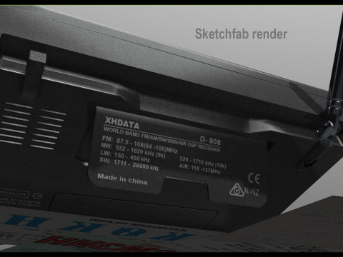 XHDATA D-808 Multi Band Portable Radio Modelo 3D