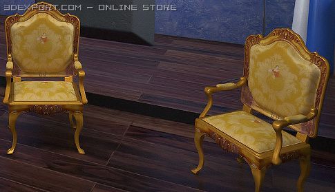 armchair gold 3D 模型 .c4d .max .obj .3ds .fbx .stl .blend
