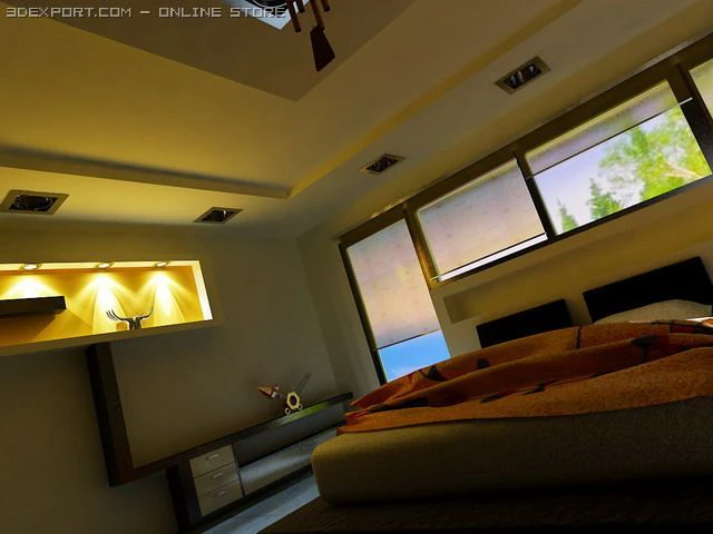 bedroom high tech minimalism 3D Model .c4d .max .obj .3ds .fbx .stl .blend 