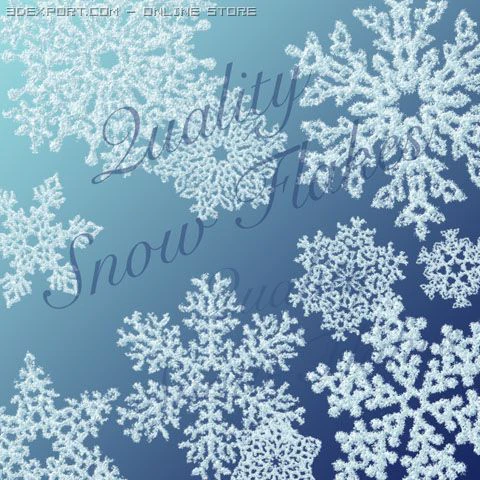10 пушистых снежинок CG Текстуры .c4d .max .obj .3ds .fbx .stl .blend 