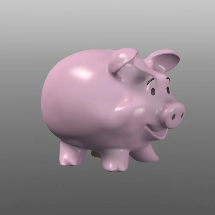happy fat piggy bank 3D Model .c4d .max .obj .3ds .fbx .stl .blend