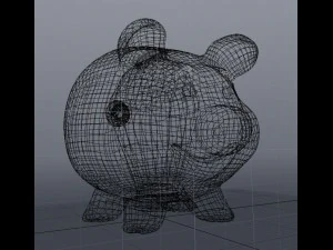 happy fat piggy bank 3D Model