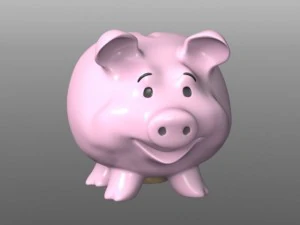 happy fat piggy bank 3D Model