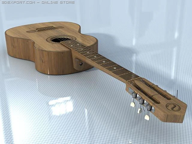 acoustic guitar 3D Model .c4d .max .obj .3ds .fbx .stl .blend 