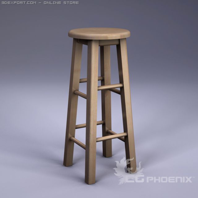tall stool 3D Модель .c4d .max .obj .3ds .fbx .stl .blend